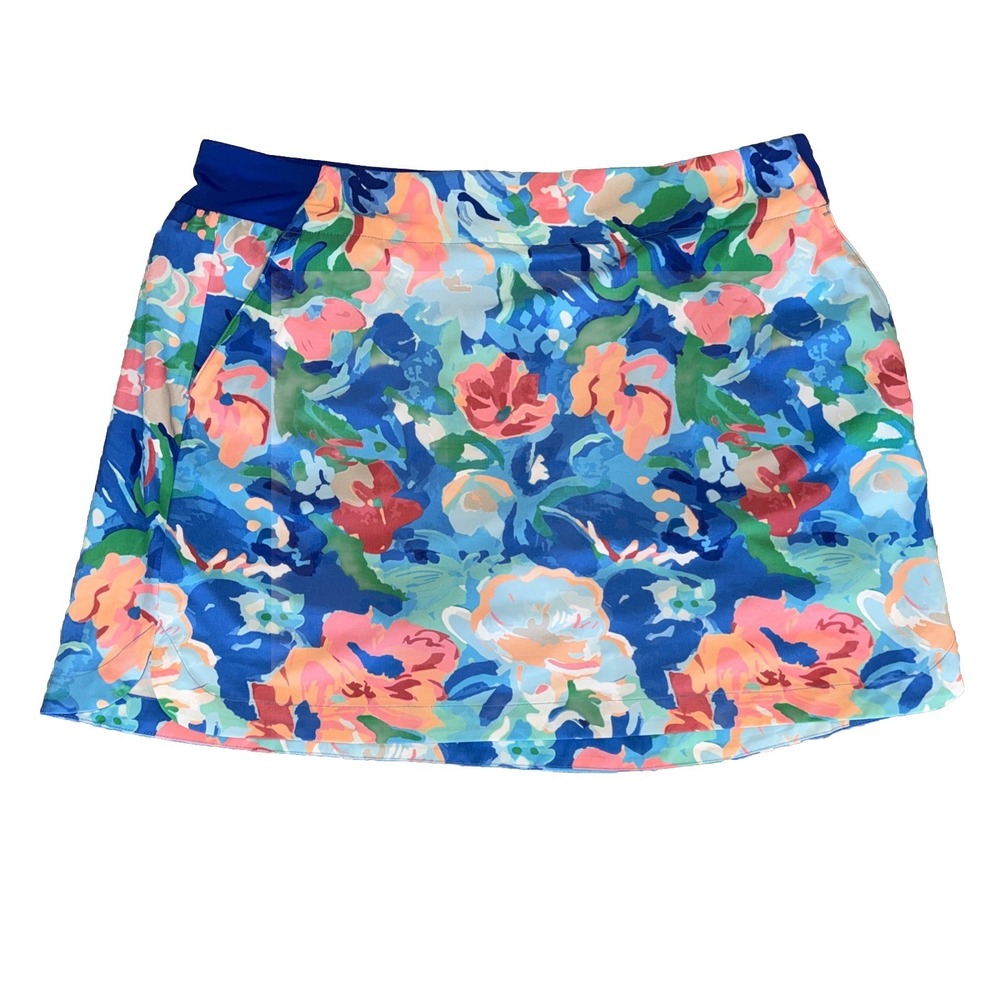 Walter Hagen Skort Womens XXL Blue Multicolor Floral Golf Pull On Stretch NWT